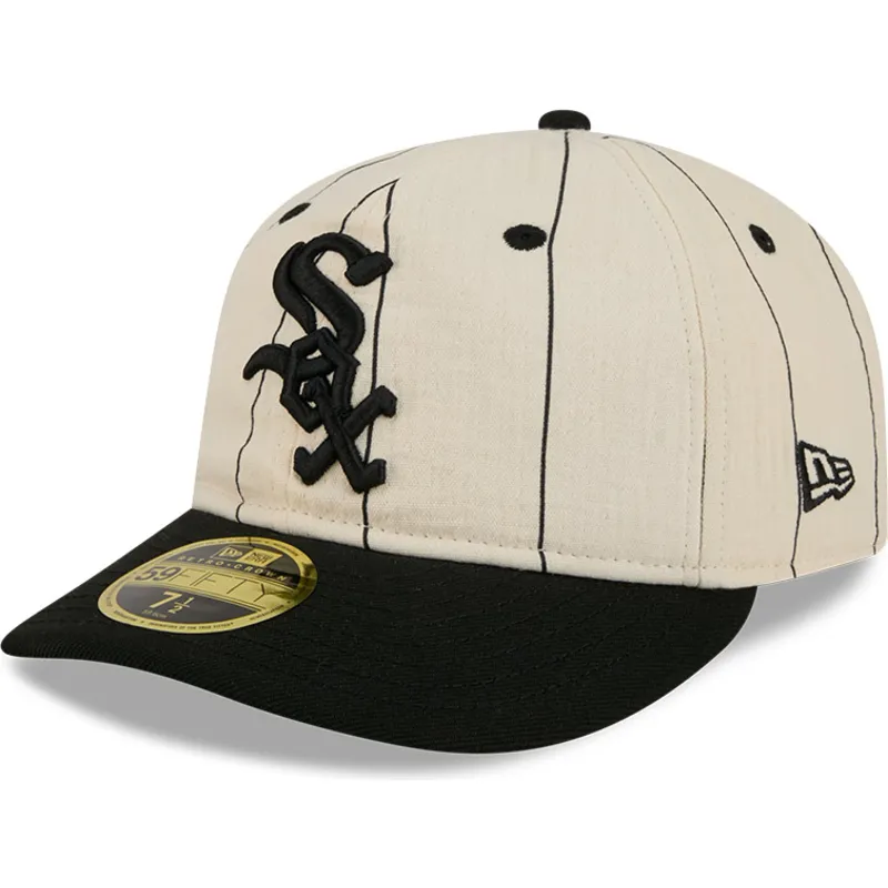 beige-angepasste-flache-kappe-59fifty-retro-crown-linen-der-chicago-white-sox-mlb-von-new-era