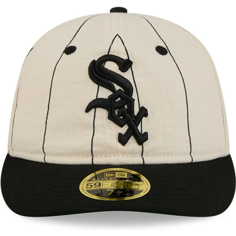 beige-angepasste-flache-kappe-59fifty-retro-crown-linen-der-chicago-white-sox-mlb-von-new-era