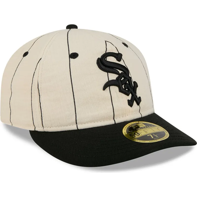 beige-angepasste-flache-kappe-59fifty-retro-crown-linen-der-chicago-white-sox-mlb-von-new-era