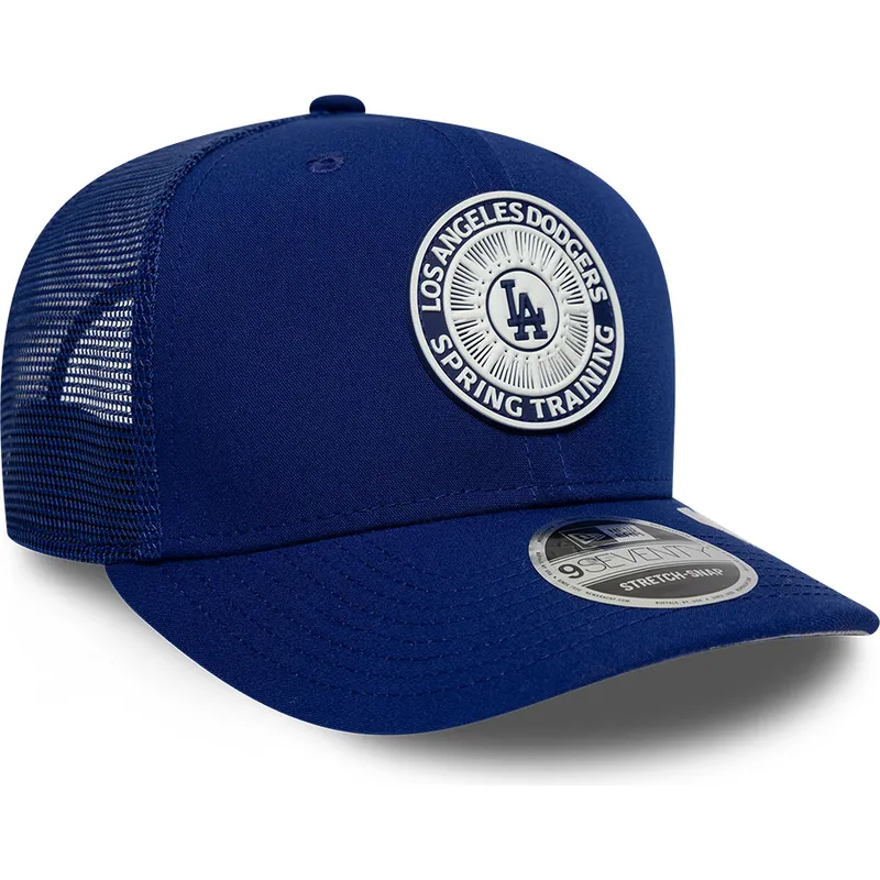 blaue-trucker-kappe-9seventy-stretch-snap-circle-spring-training-der-los-angeles-dodgers-mlb-von-new-era