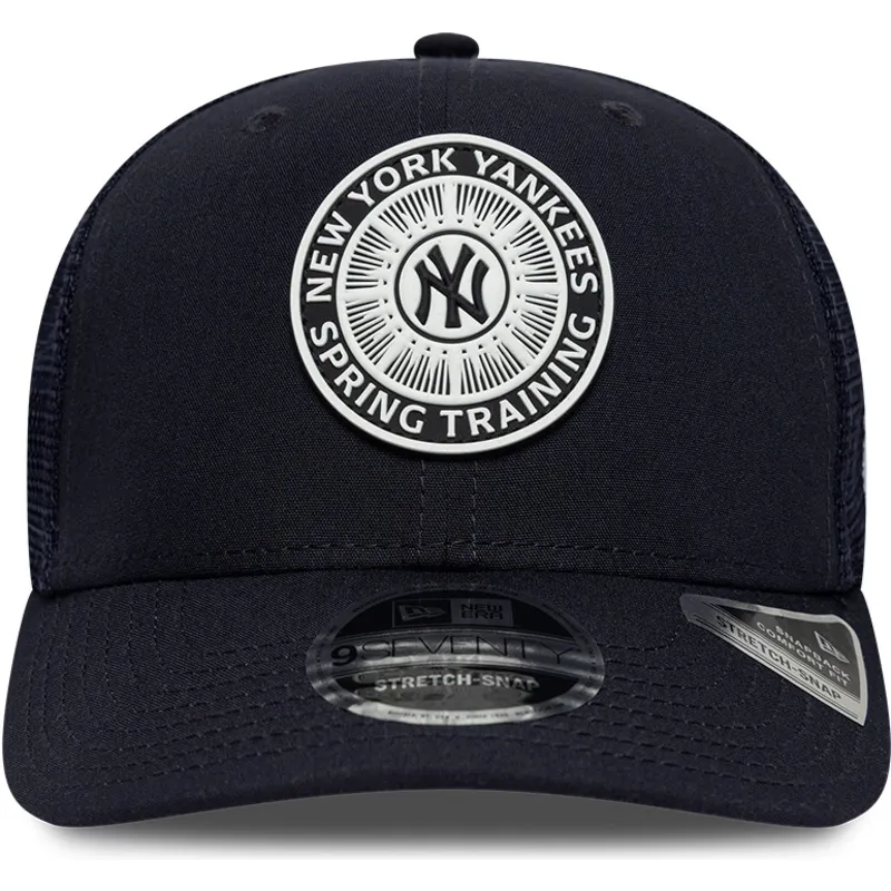 marineblaue-trucker-kappe-9seventy-stretch-snap-circle-spring-training-der-new-york-yankees-mlb-von-new-era