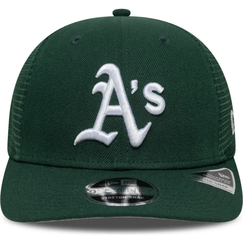 grune-trucker-kappe-9seventy-stretch-snap-evergreen-der-oakland-athletics-mlb-von-new-era