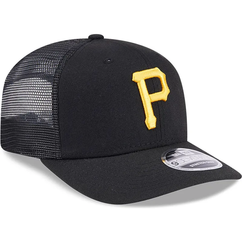 schwarze-trucker-kappe-9seventy-stretch-snap-evergreen-der-pittsburgh-pirates-mlb-von-new-era
