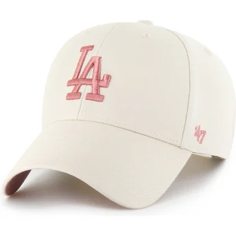 Beige gebogene Snapback-Kappe mit rosa Logo MVP Ballpark der Los Angeles Dodgers MLB von 47 Brand