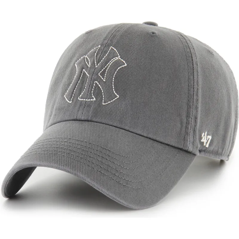 graue-verstellbare-curved-cap-clean-up-trailer-der-new-york-yankees-mlb-von-47-brand