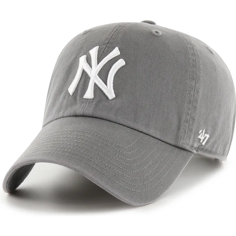 graue-verstellbare-curved-cap-clean-up-no-loop-label-der-new-york-yankees-mlb-von-47-brand