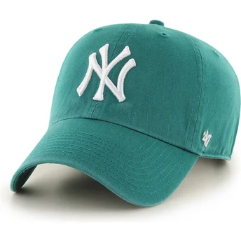 Grüne verstellbare Curved Cap Clean Up Tailgate Teal der New York Yankees MLB von 47 Brand