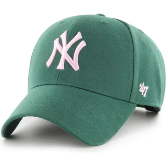 Gorra curva verde snapback con logo rosa MVP de New York Yankees MLB de 47 Brand