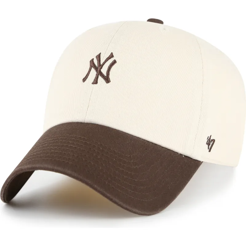gorra-curva-beige-y-marron-ajustable-clean-up-base-runner-two-tone-de-new-york-yankees-mlb-de-47-brand