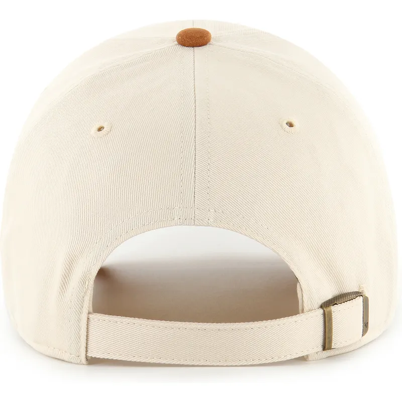 beige-und-braune-verstellbare-gebogene-kappe-clean-up-mini-script-suede-visor-der-los-angeles-dodgers-mlb-von-47-brand
