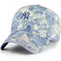 blaue-verstellbare-curved-cap-clean-up-gardenia-der-new-york-yankees-mlb-von-47-brand