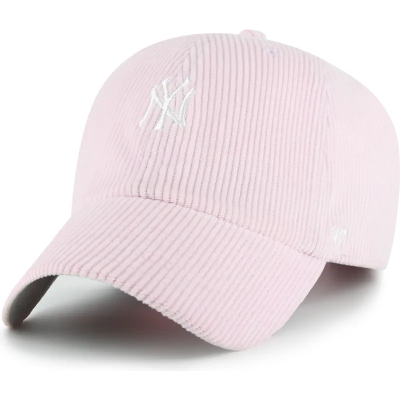 gebogene-rosa-verstellbare-kappe-clean-up-cord-base-runner-der-new-york-yankees-mlb-von-47-brand