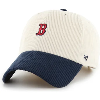 Gorra curva beige y azul marino ajustable Clean Up Cord Base Runner Two Tone de Boston Red Sox MLB de 47 Brand
