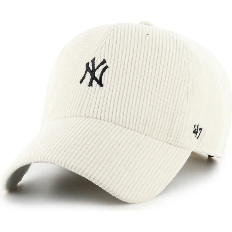 beige-gebogene-verstellbare-kappe-clean-up-cord-base-runner-der-new-york-yankees-mlb-von-47-brand