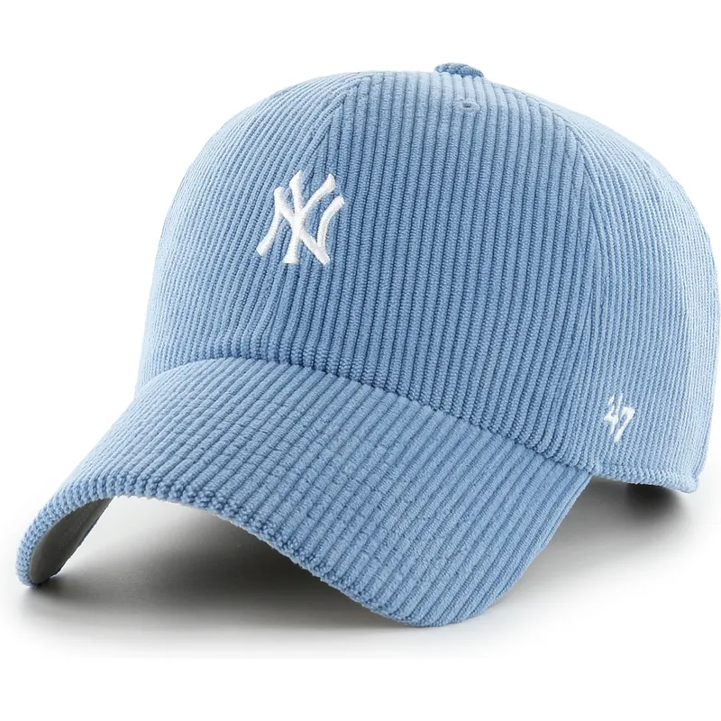 blaue-gebogene-verstellbare-kappe-clean-up-cord-base-runner-der-new-york-yankees-mlb-von-47-brand