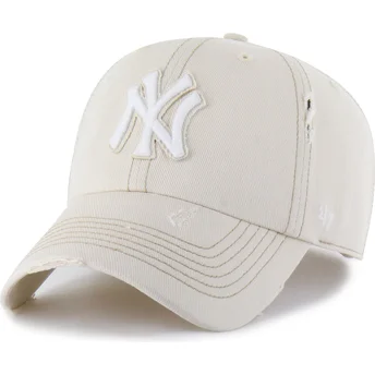 Beige gebogene verstellbare Clean Up Weathered Mojave Kappe der New York Yankees MLB von 47 Brand