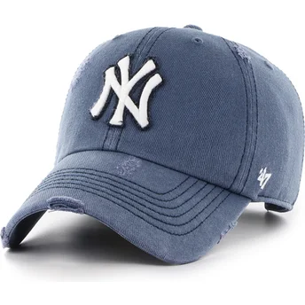 Marineblaue gebogene verstellbare Kappe Clean Up Weathered Rusted der New York Yankees MLB von 47 Brand