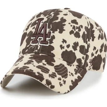 Braune verstellbare Curved Cap mit braunem Logo Clean Up Bessie der Los Angeles Dodgers MLB von 47 Brand