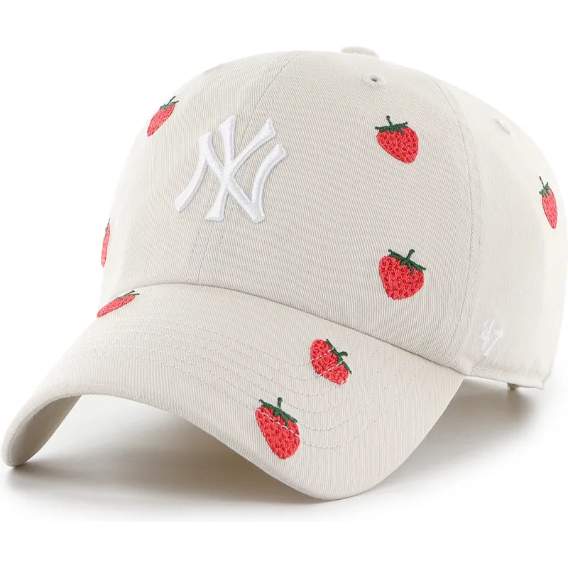 beige-verstellbare-curved-cap-clean-up-scatter-der-new-york-yankees-mlb-von-47-brand