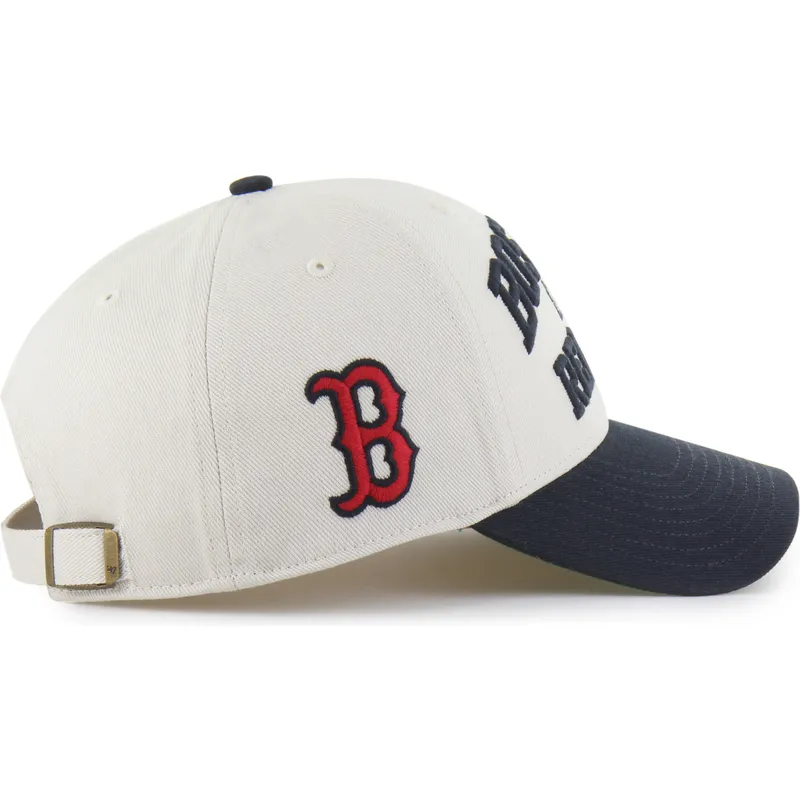 beige-und-marineblaue-verstellbare-curved-cap-mvp-broke-line-der-boston-red-sox-mlb-von-47-brand