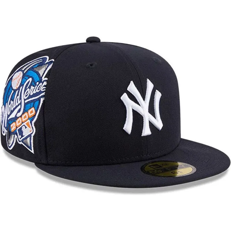 marineblaue-anliegende-59fifty-hidden-hit-flat-cap-der-new-york-yankees-mlb-von-new-era