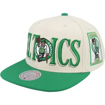 Grüne und beige Flatcap Snapback Across The Board der Boston Celtics NBA von Mitchell & Ness