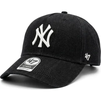 Schwarze gebogene Snapback-Kappe MVP DT Denim der New York Yankees MLB von 47 Brand