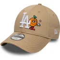 beige-gebogene-verstellbare-kappe-fur-kinder-9forty-icon-der-los-angeles-dodgers-mlb-von-new-era