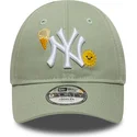 grune-gebogene-verstellbare-kappe-fur-kinder-9forty-summer-icon-der-new-york-yankees-mlb-von-new-era