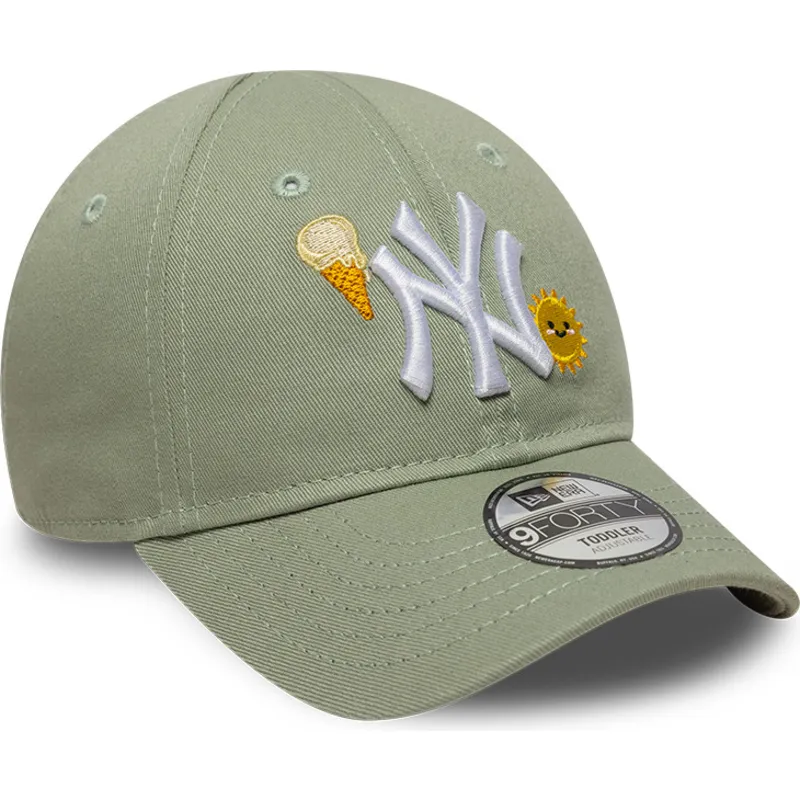 grune-gebogene-verstellbare-kappe-fur-kinder-9forty-summer-icon-der-new-york-yankees-mlb-von-new-era