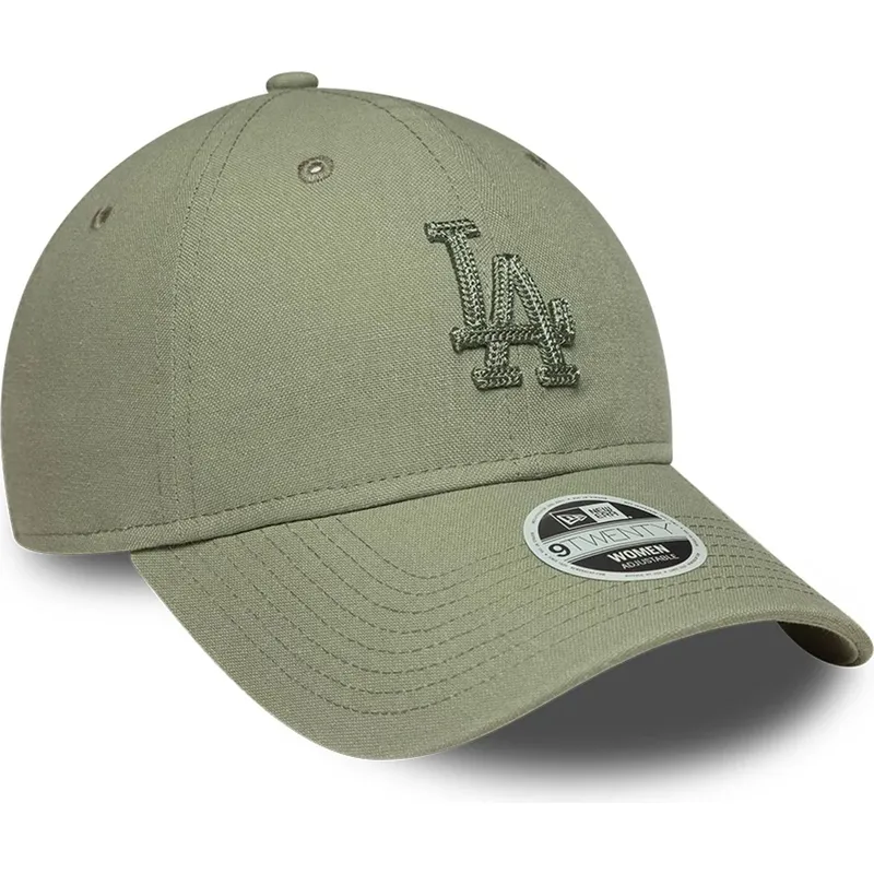 grune-verstellbare-curved-cap-mit-grunem-logo-fur-damen-9twenty-midi-linen-der-los-angeles-dodgers-mlb-von-new-era