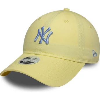 Gelbe gebogene verstellbare Damenkappe 9TWENTY League Essential Midi der New York Yankees MLB von New Era