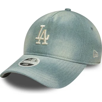 Blaue gebogene verstellbare Damenkappe 9TWENTY A Frame Denim der Los Angeles Dodgers MLB von New Era