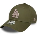 grune-gebogene-verstellbare-damen-cap-9forty-metallic-der-los-angeles-dodgers-mlb-von-new-era