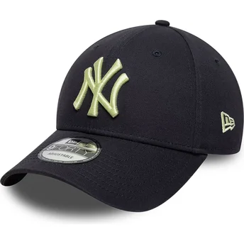 Marineblaue verstellbare Curved Cap mit gelbem Logo 9FORTY League Essential der New York Yankees MLB von New Era