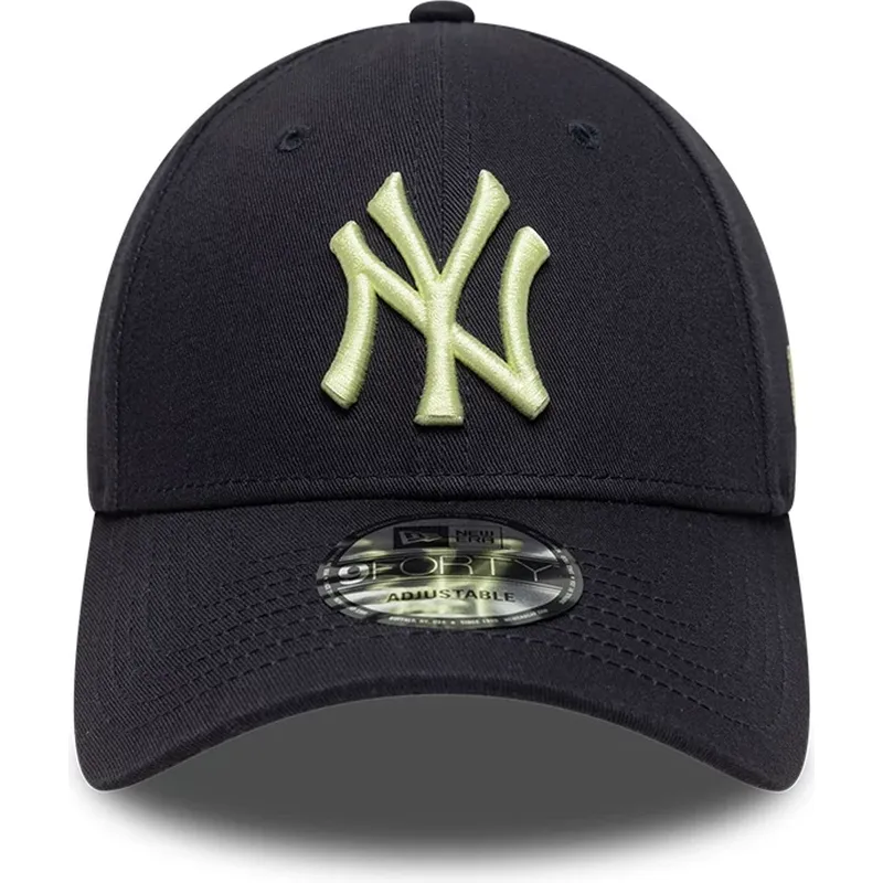 marineblaue-verstellbare-curved-cap-mit-gelbem-logo-9forty-league-essential-der-new-york-yankees-mlb-von-new-era