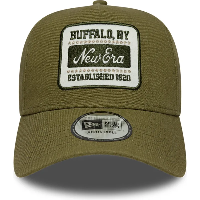 grune-gebogene-snapback-kappe-e-frame-patch-linen-von-new-era