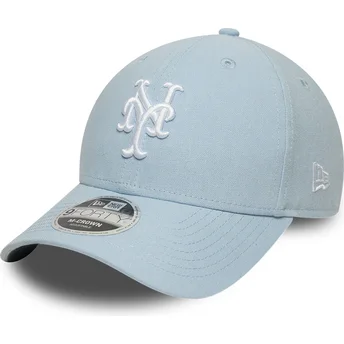 Hellblaue gebogene Snapback-Kappe 9FORTY M-Crown Linen der New York Mets MLB von New Era
