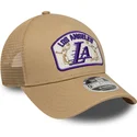 trucker-cap-beige-9forty-m-crown-a-frame-der-los-angeles-lakers-nba-von-new-era
