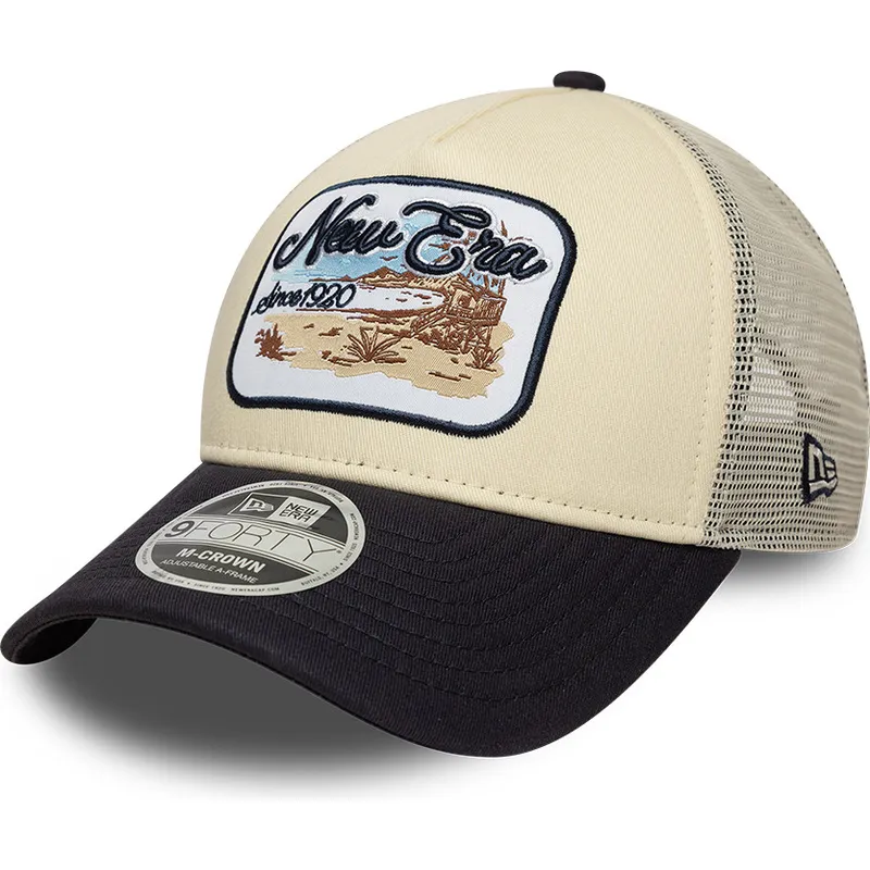 beige-und-marineblaue-trucker-kappe-9forty-m-crown-a-frame-von-new-era