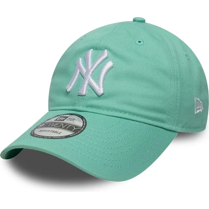 hellgrune-verstellbare-curved-cap-9twenty-league-essential-der-new-york-yankees-mlb-von-new-era