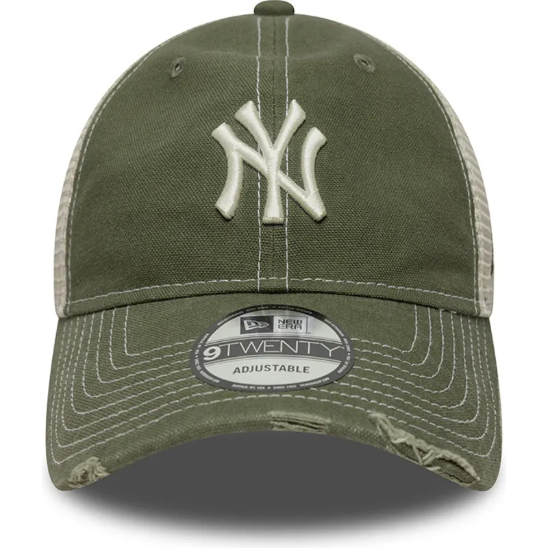 grune-verstellbare-trucker-kappe-9twenty-cotton-canv-der-new-york-yankees-mlb-von-new-era