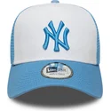 trucker-cap-blau-und-weiss-mit-blauem-logo-a-frame-league-essential-von-new-york-yankees-mlb-von-new-era