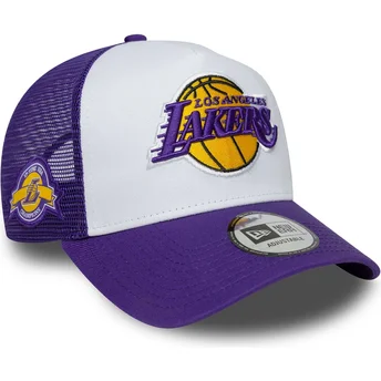 Gorra trucker violeta y blanca A Frame Side Patch de Los Angeles Lakers NBA de New Era