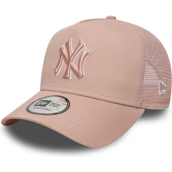 Trucker Cap rosa mit rosa Logo A Frame Outline von New York Yankees MLB von New Era