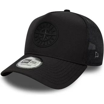 Schwarze Trucker-Kappe mit schwarzem Logo A Frame Sport der Seattle Mariners MLB von New Era