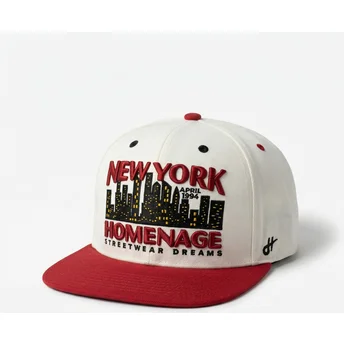 Flache beige und rote Snapback-Kappe NYSKY Skylines The Snap von Homenage