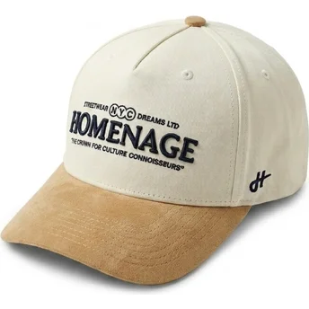 Beige und braune gebogene Snapback-Kappe Suede Liberty Sport The Retro von Homenage