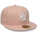 flache-rosa-angepasste-59fifty-league-essential-kappe-der-new-york-yankees-mlb-von-new-era