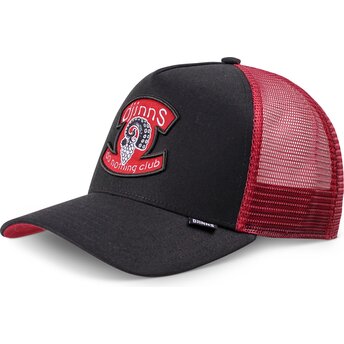Schwarze und rote HFT OctoGrape Trucker-Cap von Djinns